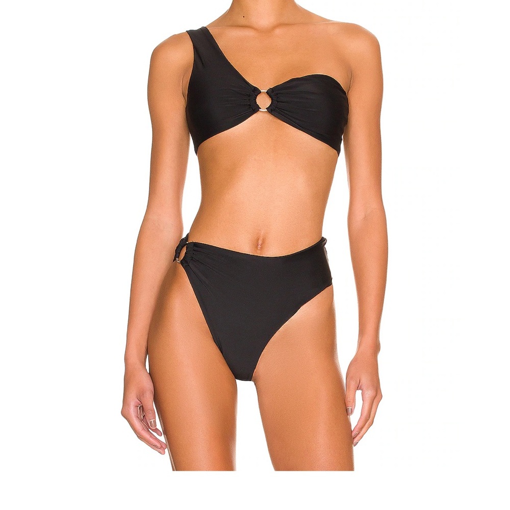 Superdown Black One-Shoulder Ring Tyler Bikini Set- Top & Bottom